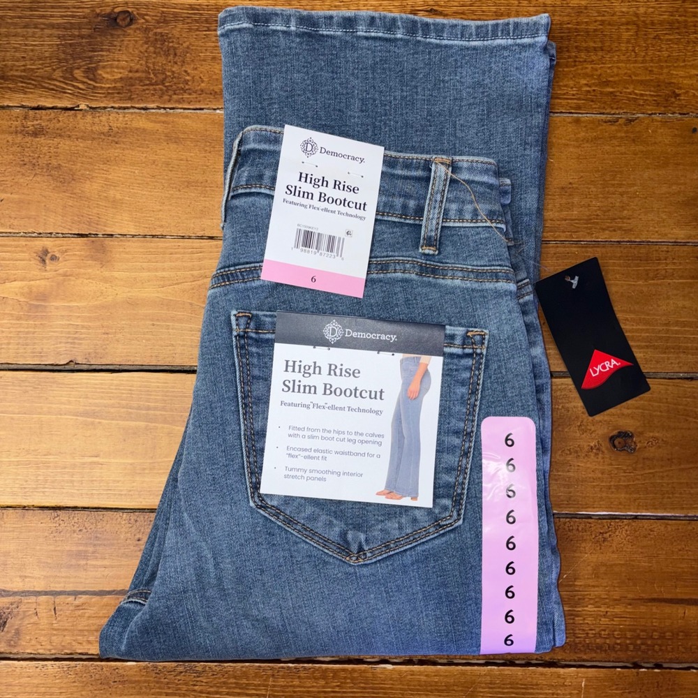 Democracy High Rise Slim Bootcut Jeans Womens 6 Blue Flex-ellent BC1509KEY2 NEW